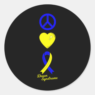 Peace Sign World Down Syndrome Day Women Kids  Classic Round Sticker