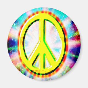 PEACE Sign Yellow Colorful Happy and Fun Magnet
