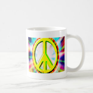 PEACE Sign Yellow Colourful Happy and Fun Coffee Mug
