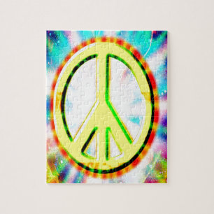 PEACE Sign Yellow Colourful Happy and Fun Jigsaw Puzzle