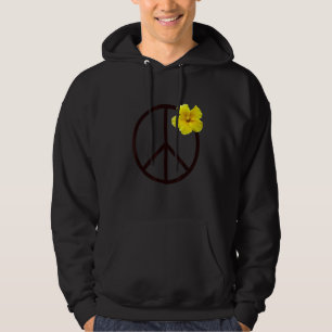 Peace Sign Yellow Hibiscus Flower Hoodie