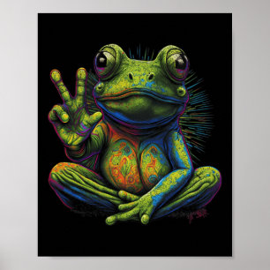 Peace Sign Yoga Frogs Cool Peace Frog Tie Dye Retr