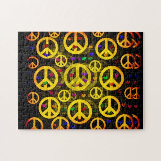 Peace Signs and Hearts Jigsaw Puzzle (Horizontal)