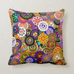 Peace Signs Collage Throw Pillow