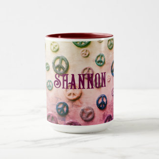 Peace Signs Custom Name Mug