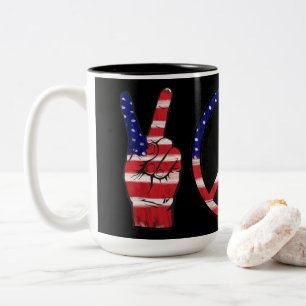 Peace Signs Flag Colours Two-Tone Coffee Mug