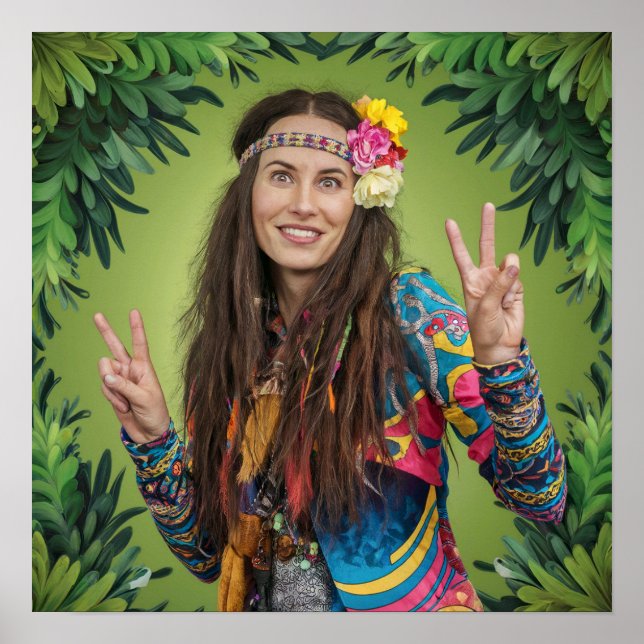 Peace Signs Long Hair Woman Poster (Front)