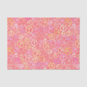 Peace Signs Pattern on Pink Tissue Paper