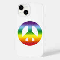 Peace Signs Rainbow in Summer Colours on White