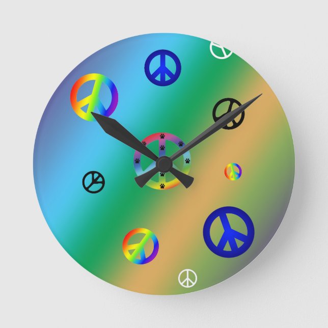 Peace Signs Round Clock (Front)