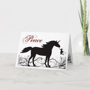Peace ~ Silhouette Unicorn and Fairy Christmas Holiday Card