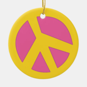 Peace-Smiley Yellow Ceramic Tree Decoration