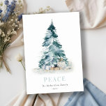Peace Snow Watercolor Pine Christmas Tree Gifts Holiday Card<br><div class="desc">If you need any further customisation please feel free to message me on yellowfebstudio@gmail.com.</div>