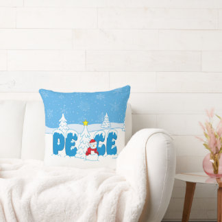 Peace Snowman Screwball Graphics Holiday Cushion