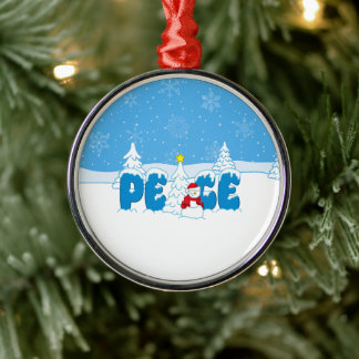 Peace Snowman Screwball Graphics Holiday Metal Tree Decoration