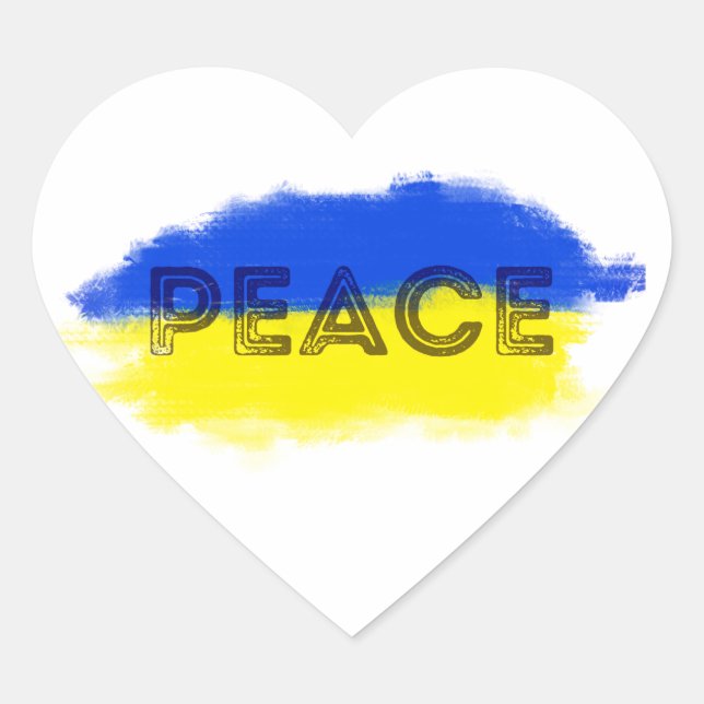 PEACE Stand with Ukraine Freedom for Ukrainian Heart Sticker (Front)