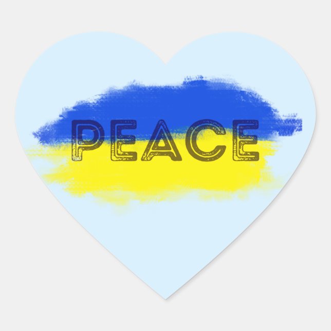 PEACE Stand with Ukraine Freedom for Ukrainian Heart Sticker (Front)