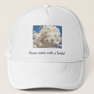 Peace starts with a Smile! hats Pink Blossoms