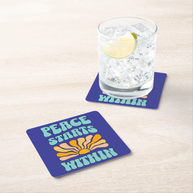 Peace Starts Within		 Square Paper Coaster (Insitu)