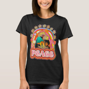 Peace Stay Trippy Hippie Rainbow Mushroom Groovy R T-Shirt