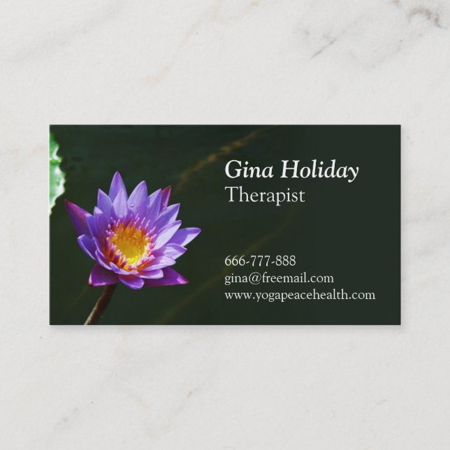Peace, Stillness, Water Lily, Yoga, Meditation Business Card (Front)