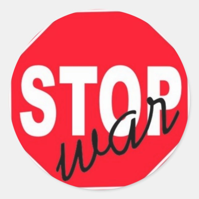 Peace Stop War Classic Round Sticker (Front)