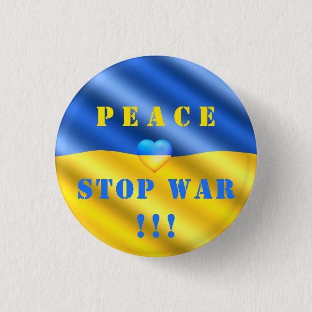 Peace - Stop War in Ukraine - Freedom Support Flag 3 Cm Round Badge (Front)