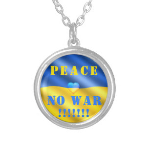Peace - Stop War in Ukraine - Freedom - Support  Silver Plated Necklace