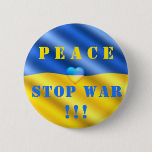 Peace - Stop War in Ukraine - Support Freedom Flag 6 Cm Round Badge