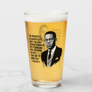 Peace & Strength – Malcolm X Inspirational Quote Glass