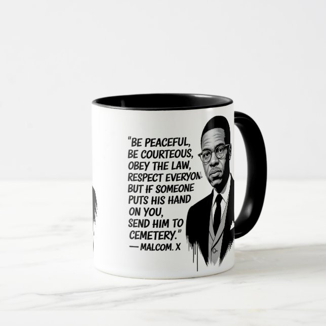 Peace & Strength – Malcolm X Inspirational Quote  Mug (Front Right)