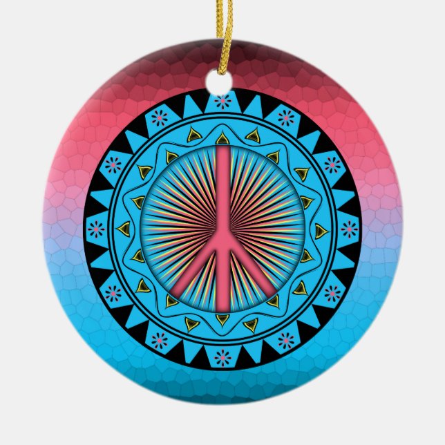 Peace ~ Sun Ceramic Tree Decoration (Front)