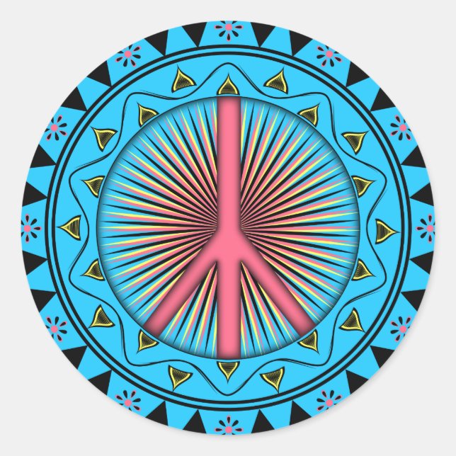 Peace ~ Sun Classic Round Sticker (Front)