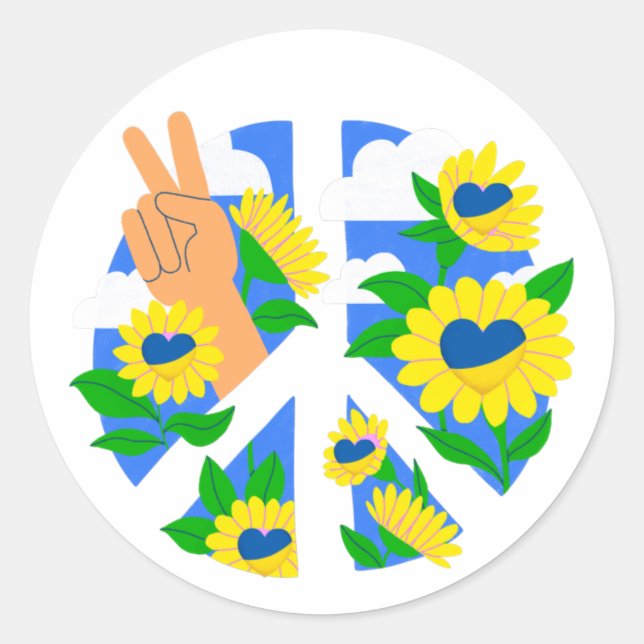 Peace Sun Flowers icon Classic Round Sticker (Front)
