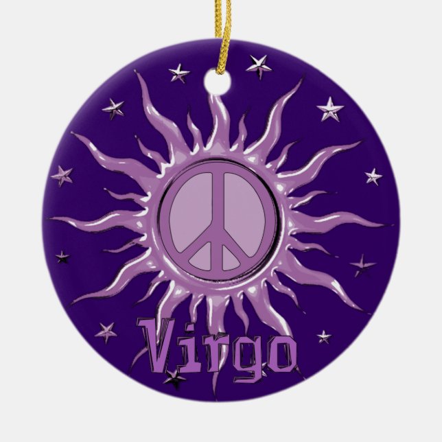 Peace Sun Virgo Ceramic Tree Decoration (Front)