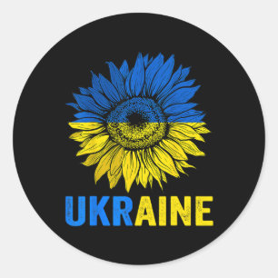 Peace Sunflower Ukrainian Flag Ukraine Lover Ukrai Classic Round Sticker