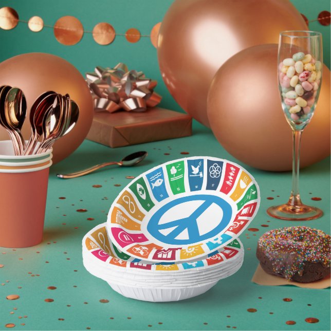 Peace Sustainability Goals Eco-Friendly Party Pack Paper Plate (Multi)