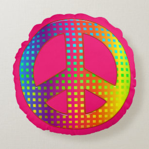 Peace Symbol 03 (ckc)-Round Throw Pillow