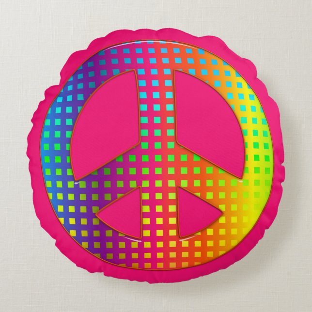 Peace Symbol 03 (ckc)-Round Throw Pillow (Front)