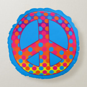Peace Symbol 04 (ckc)-Round Throw Pillow