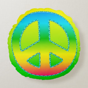 Peace Symbol 07 (ckc)-Round Throw Pillow