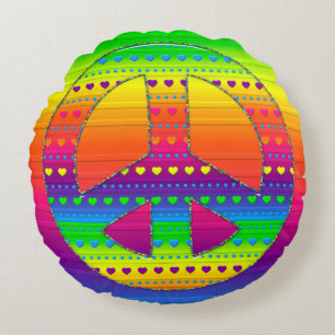 Peace Symbol 08 (ckc)-Round Throw Pillow