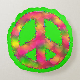 Peace Symbol 09 (ckc)-Round Throw Pillow