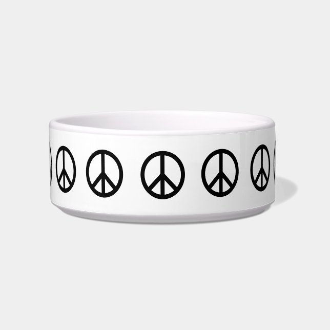 Peace symbol Anti War black white modern dog Pet Bowl (Front)