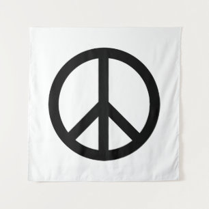 Peace symbol Anti War black white modern Tapestry
