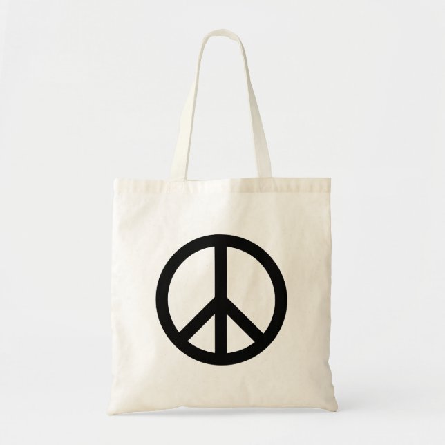 Peace symbol Anti War black white modern Tote Bag (Front)