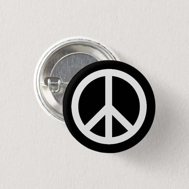 Peace symbol Anti War black white simple button (Front & Back)