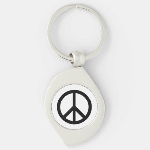 Peace symbol Anti War black white simple Key Ring