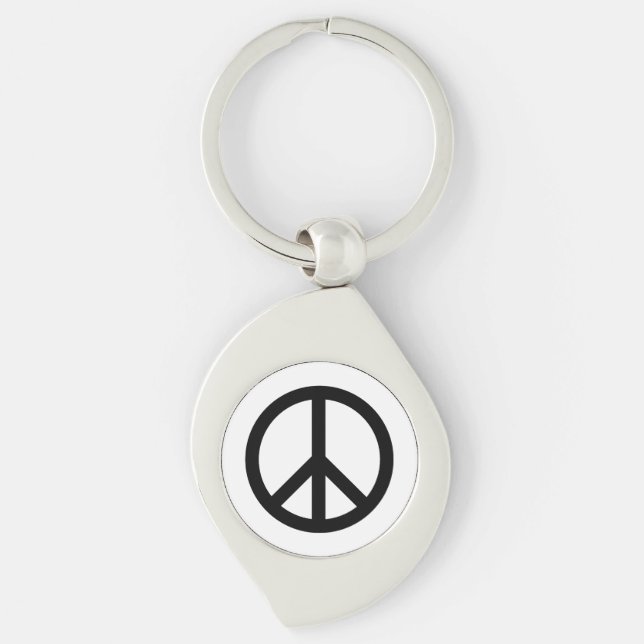 Peace symbol Anti War black white simple Key Ring (Front)