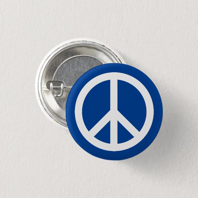 Peace symbol Anti War blue and white simple 3 Cm Round Badge (Front & Back)